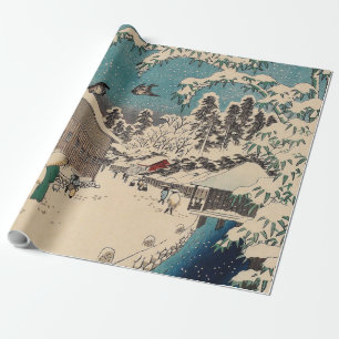 Hiroshige winter landscape japan ukiyo-e antique wrapping paper