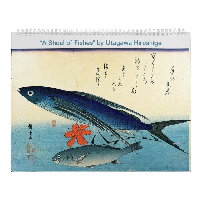  Hiroshige's A Shoal of Fishes Japanese Fish Print Calendar (Cover)