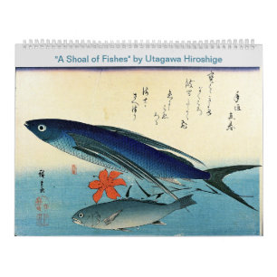  Hiroshige's A Shoal of Fishes Japanese Fish Print Calendar