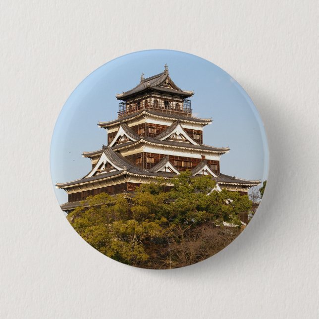 Hiroshima Castle 広島城, Hiroshima, Japan 6 Cm Round Badge (Front)