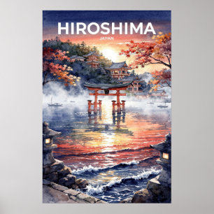 Hiroshima Japan Vintage Travel Poster