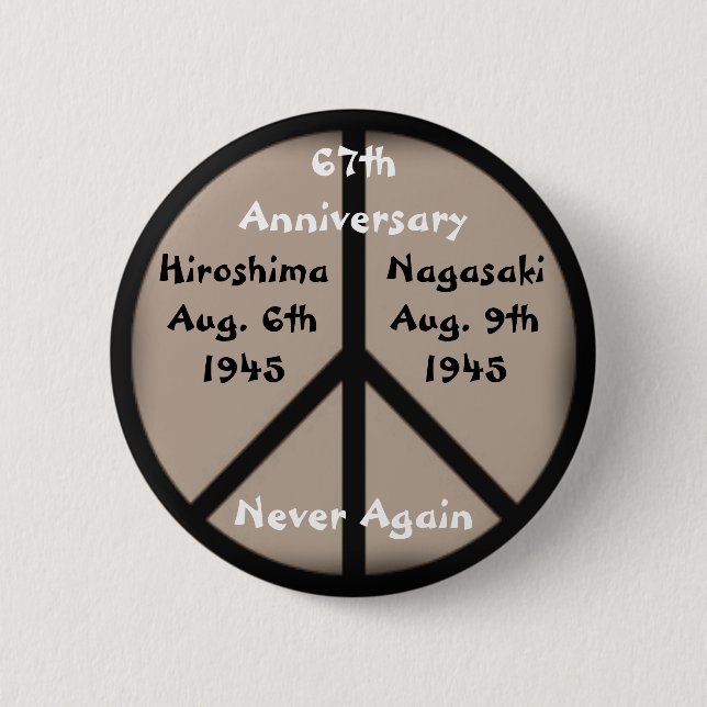 Hiroshima-Nagasaki Peace Sign 6 Cm Round Badge (Front)