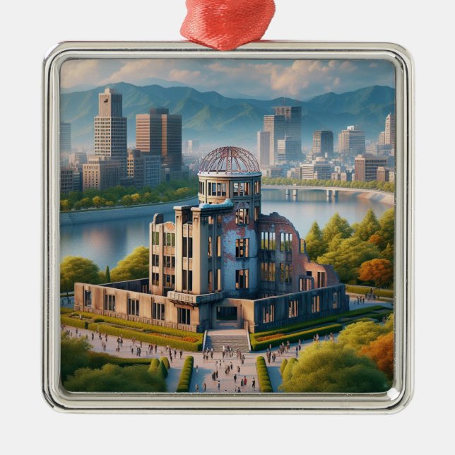 Hiroshima Peace Memorial Park View Japan Travel Metal Ornament (Front)