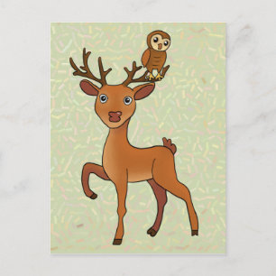 Hirsch und Eule Postcard