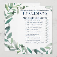 His and Her Ten Questions Wedding Game
