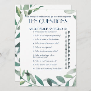 His and Her Ten Questions Wedding Game Invitation