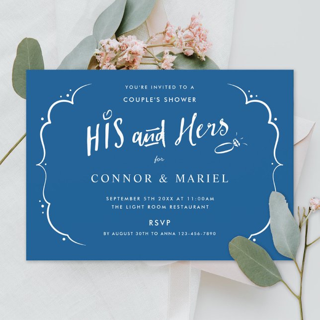 His and Hers Couples Shower Blue Invitation (Creator Uploaded)