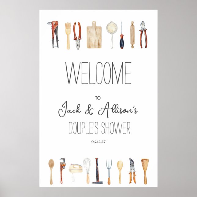 His and hers couples shower Welcome Foam Board Poster (Front)