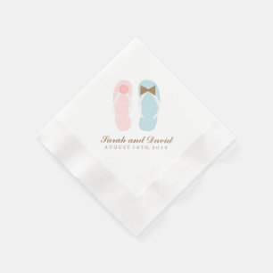 His and Hers Flip Flops Beach Wedding Napkin