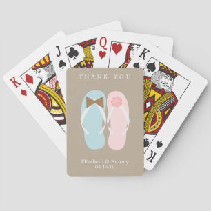 His and Hers Flip Flops Beach Wedding Playing Cards