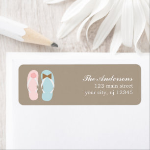 His and Hers Flip Flops Beach Wedding Return Address Label