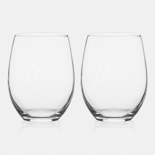 His and Hers Matching Set Stemless Wine Glass