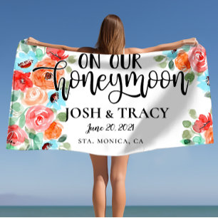 His and Hers Newlywed Gift   Personalised Wedding Beach Towel
