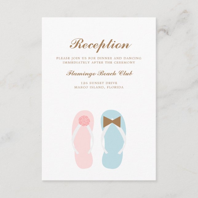 His and Hers Sandals Beach Wedding Enclosure Card (Front)