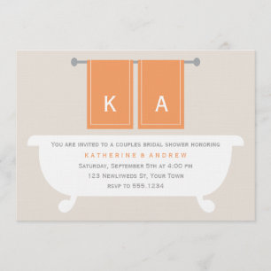 His and Hers Towels Bridal Shower {orange} Invitation
