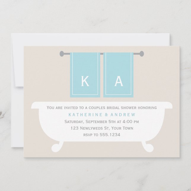 His and Hers Towels Couples Wedding Shower Invitation (Front)