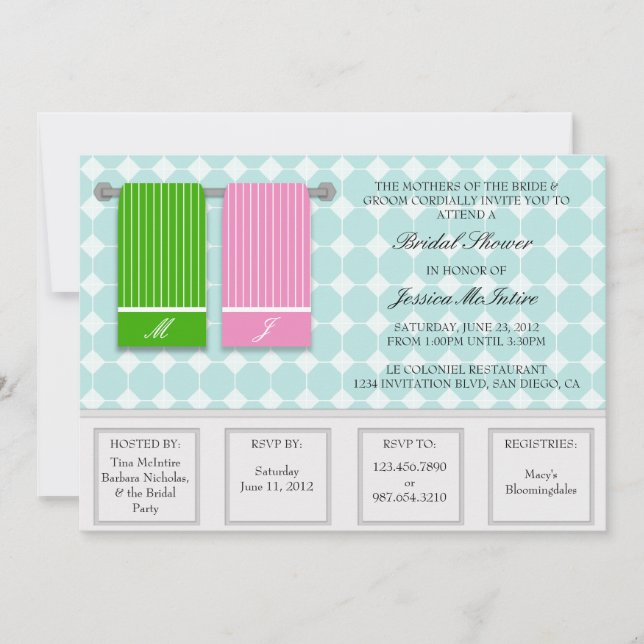 His and Hers Towels Modern Bridal Shower Invitation (Front)