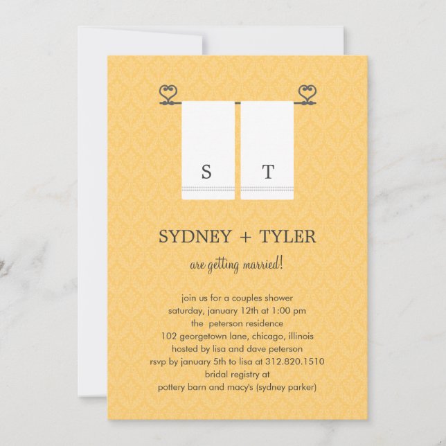 His and Hers Wedding Shower Invitation (Yellow) (Front)