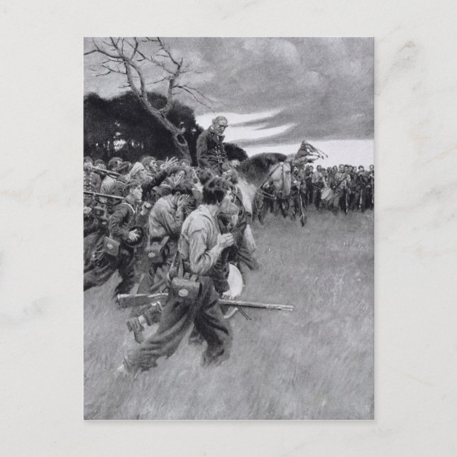 His army broke up weeping and sobbing' postcard (Front)