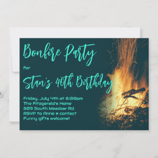 His Birthday Backyard Bonfire Party Invitation