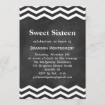 His Chalkboard & White Chevron Sweet 16 Invitation<br><div class="desc">White chevrons on an illustrated chalkboard background accent the interesting type on this masculine sweet sixteen invitation. If additional coordinating items are needed for your party,  just contact us at prettyfancyinvites@gmail.com with your request.</div>