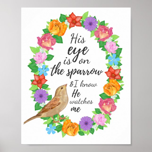 His Eye in on The Sparrow Wall Art (Front)