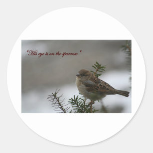 "His eye is on the sparrow" Classic Round Sticker