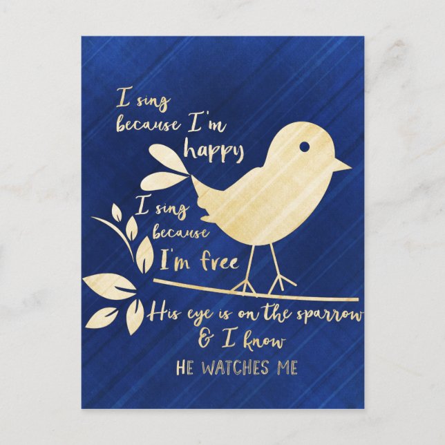 His Eye is on the Sparrow Postcard (Front)
