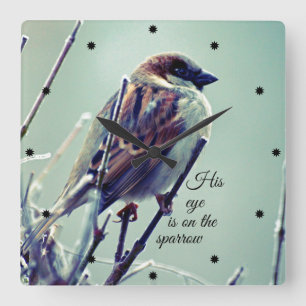HIs eye is on the Sparrow Square Wall Clock