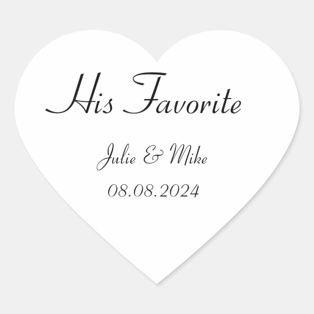 HIS FAVORITE wedding favor sticker (Front)