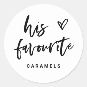 His Favourite   Modern Casual Script and Heart Classic Round Sticker