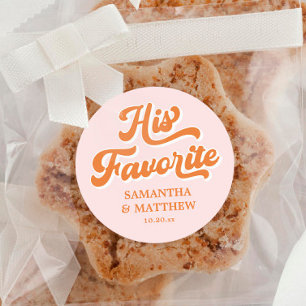 His Favourite Retro Disco Wedding  Classic Round Sticker