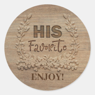 His Favourite Rustic Wedding Favour Classic Round Sticker