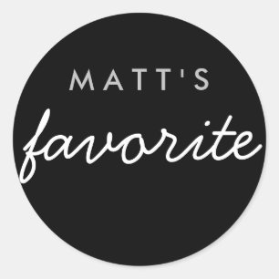 "His" Favourite Snack Black Silver Classic Round Sticker