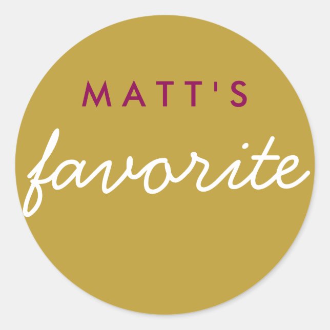 "His" Favourite Snack Magenta Gold Classic Round Sticker (Front)