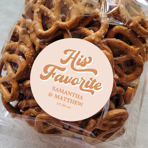 His Favourite Vintage Orange Retro 70s Wedding Classic Round Sticker