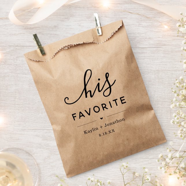 "His Favourite" Wedding Bridal Shower Engagement Favour Bag (Clipped)