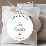 His Favourite Wedding Candy Favour Bridal Shower Classic Round Sticker<br><div class="desc">His Favourite Wedding Candy Favour Bridal Shower Classic Round Sticker</div>