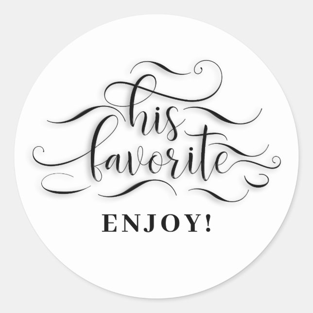 His Favourite Wedding Favour Classic Round Sticker (Front)
