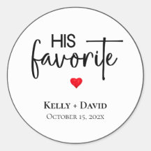 His Favourite Wedding Favour Stickers for Treat Ba