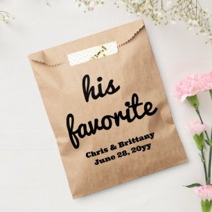 His favourite wedding reception guest candy treat favour bag