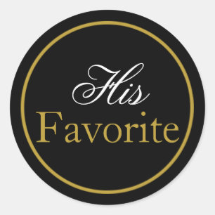 "His Favourite" Wedding Sticker Blush Black Gold