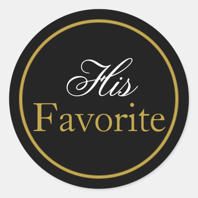 "His Favourite" Wedding Sticker Blush Black Gold (Front)