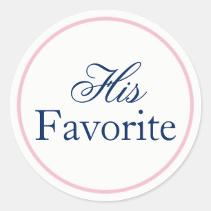 "His Favourite" Wedding Sticker Blush Pink/Navy