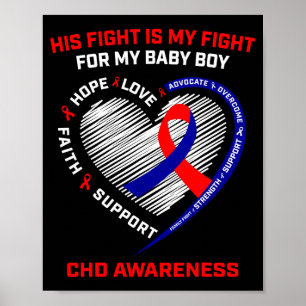 His Fight Baby Boy Son Chd Awareness Heart Disease Poster