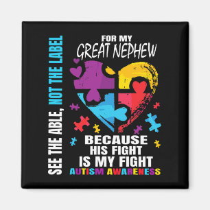 His Fight Blue Great Nephew Autism Awareness Aunt Magnet