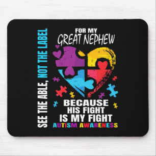 His Fight Blue Great Nephew Autism Awareness Aunt Mouse Pad