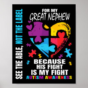 His Fight Blue Great Nephew Autism Awareness Aunt  Poster