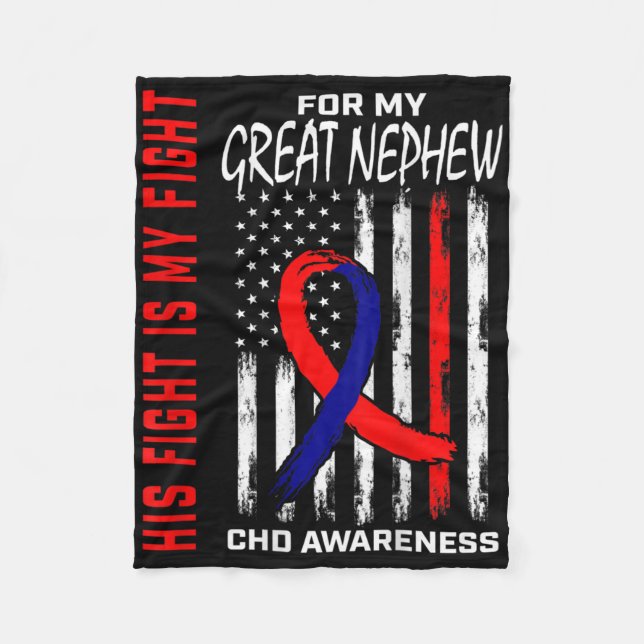His Fight Chd Awareness Great Nephew Usa Flag Ck G Fleece Blanket (Front)