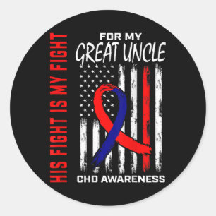 His Fight Chd Awareness Great Uncle American Flag Classic Round Sticker